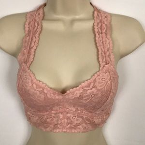 Free people intimates pink lace bra XS